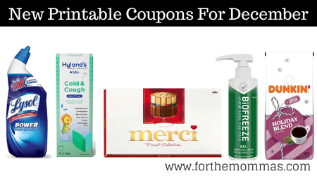 New Printable Coupons For December