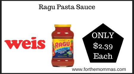 Weis Deal on Ragu Pasta Sauce