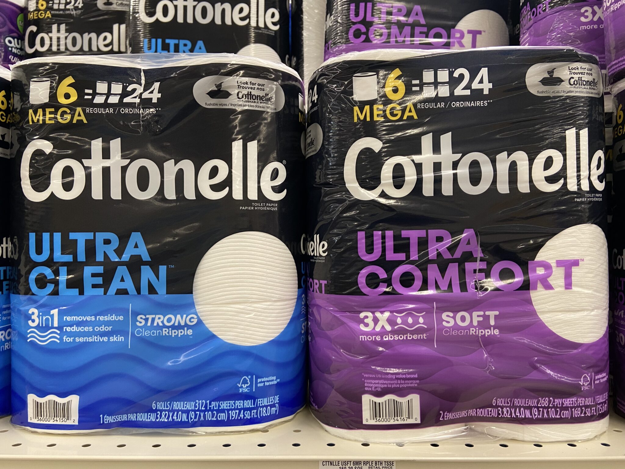Cottonelle Ultra Comfort Toilet Paper Mega Rolls, 36 pk./268