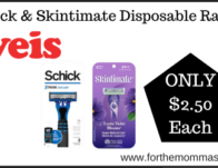 Coupon deal at Weis on Schick & Skintimate Disposable Razors Starting 6/4