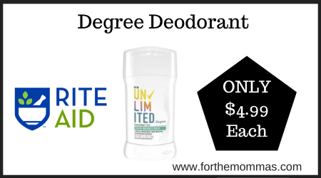 Rite Aid Deal on Degree Deodorant