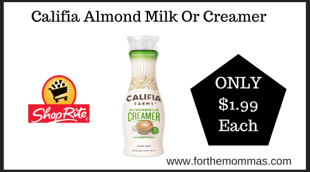 ShopRite Deal on Califia Almond Milk Or Creamer