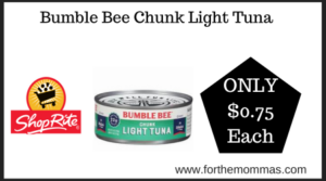 ShopRite Deal on Bumble Bee Chunk Light Tuna
