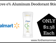 Coupon & Rebate Deal at Walmart on Dove 0% Aluminum Deodorant Sticks Starting 6/4