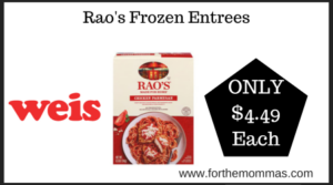 Weis Deal on Raos Frozen Entrees