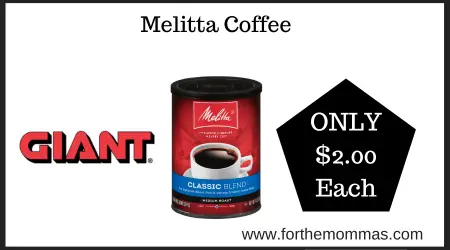 Melitta Coffee Just $2.00 Each with Giant Deal