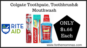 Rite Aid Deal on Colgate Toothpate, Toothbrush& Mouthwash