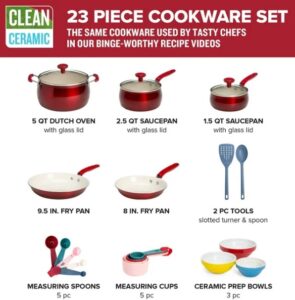 asty Clean Ceramic 23 Piece Non-Stick Aluminum Cookware Set