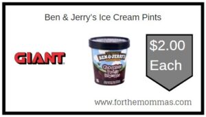 Ben & Jerry Ice Cream Pints Giant