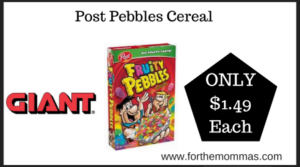 Giant Deal on Post Pebbles Cereal